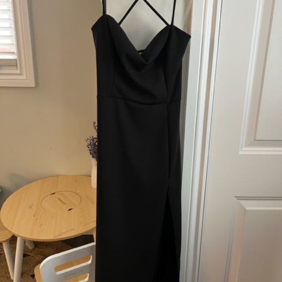 Cowl Neck Backless Black Dress - Picture 1 of 3